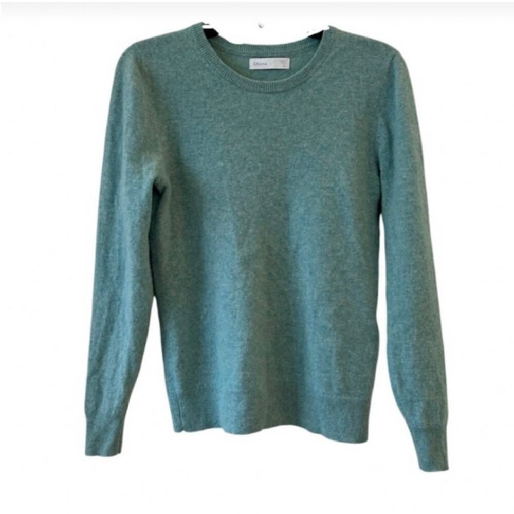 GRANA Mongolian Cashmere Crew Neck Aqua Sea Green Sweater Size Small Women's